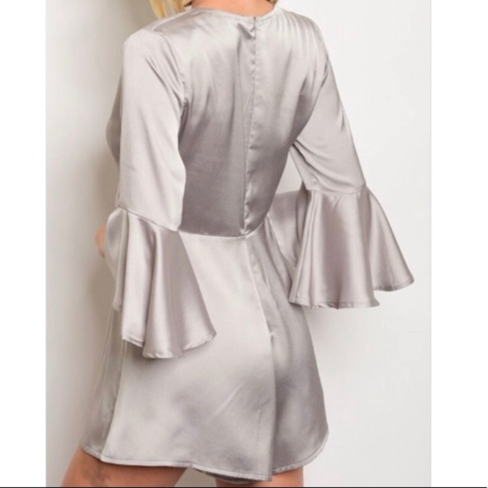 🎉TODAY ONLY SALE🎉Silver Satin Romper - Picture 2 of 4