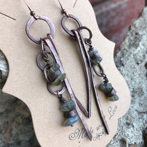 Copper and labradorite earrings
