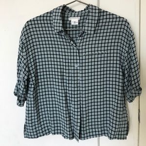 Cropped flannel blouse