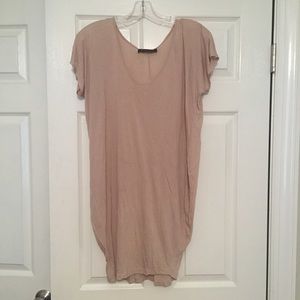 Slouchy short sleeve scoop neck sheer top