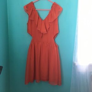Coral Dress with Cut Outs