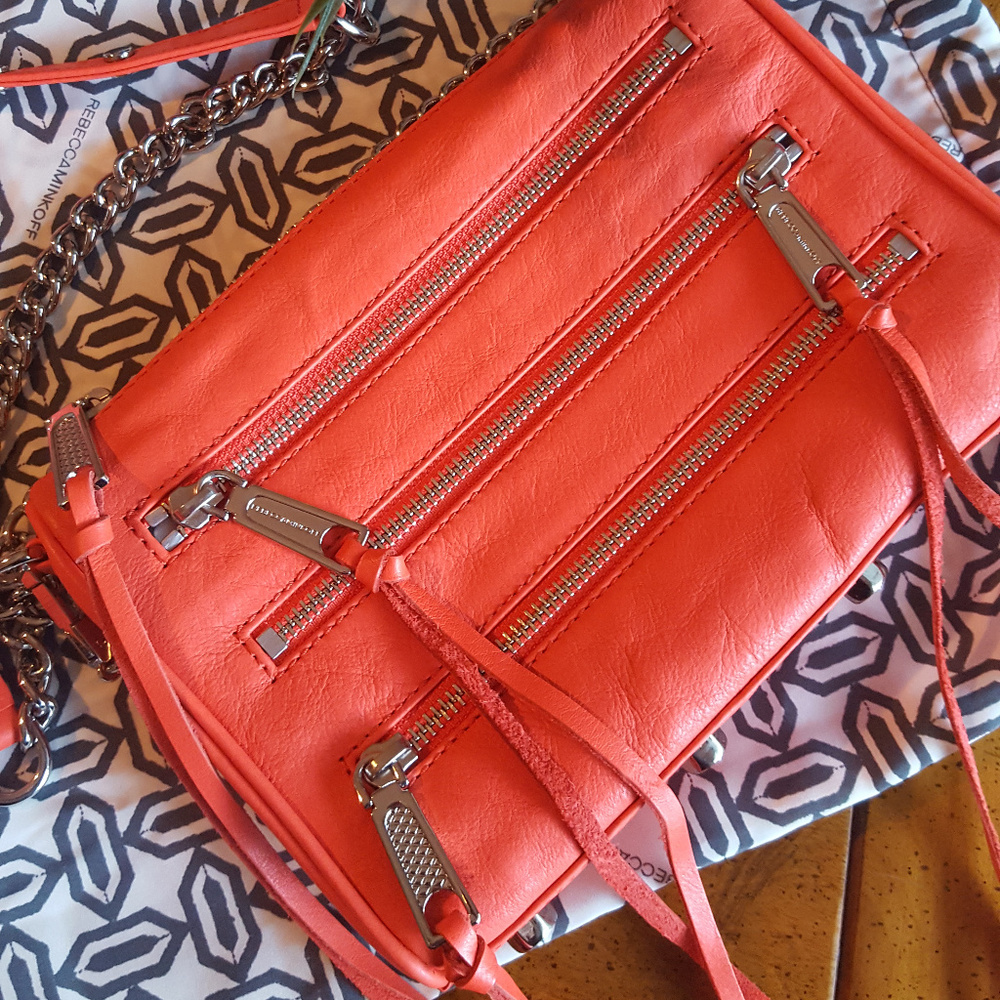 REBECCA MINKOFF Moto Mini 5-Zip Crossbody Orange