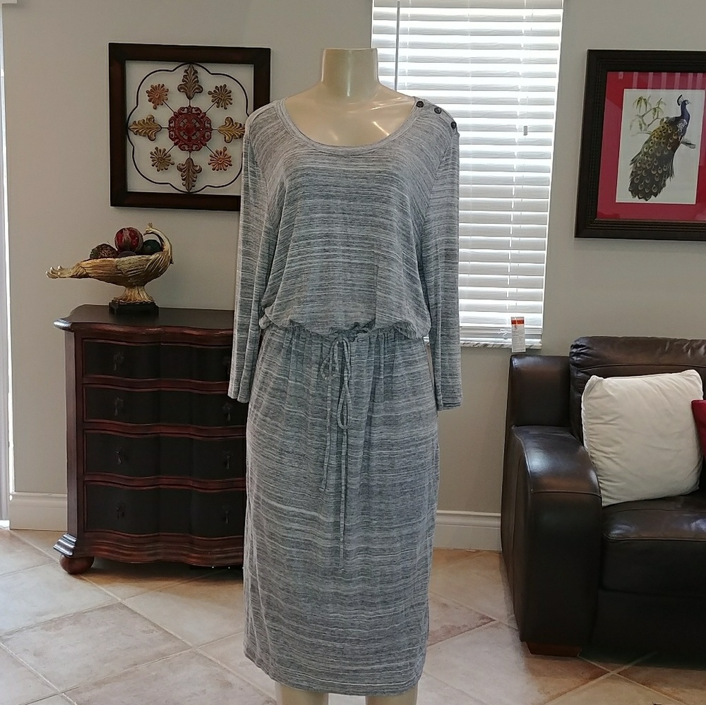 Heather grey drawstring waist dress L