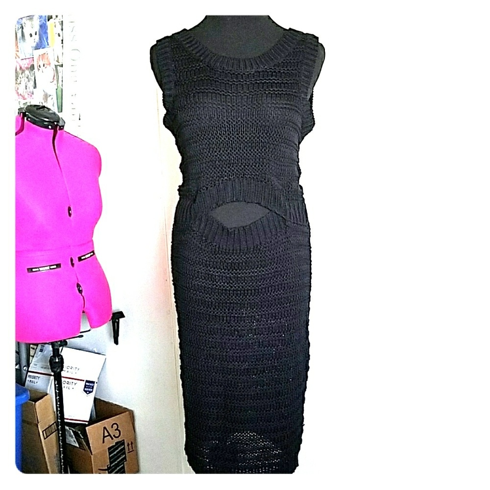 black crochet dress