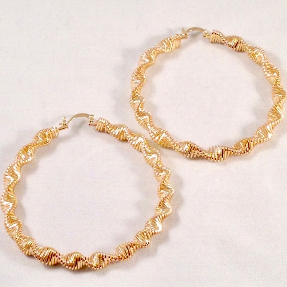 Spiral Hoops Gold or Silvertone