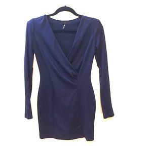 LULUS NAVY V NECK DRESS