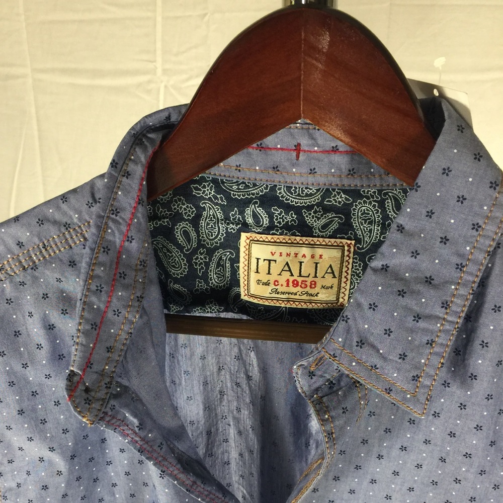 Italia, Men's Button down, blue, casual shirt SZ L
