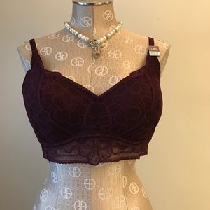 Victoria Secret Pink Burgundy L DD Push Up Lace
