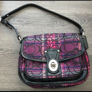 Coach Mini Hobo Poppy Tartan Plaid Pink Purse