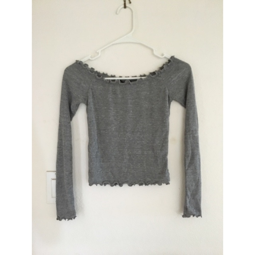 Brandy Melville Gray Off the Shoulder Top