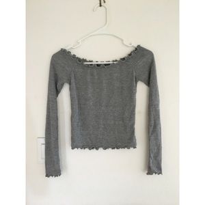 Brandy Melville Gray Off the Shoulder Top