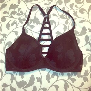 PINK Victoria's Secret Floral Print Black Bra