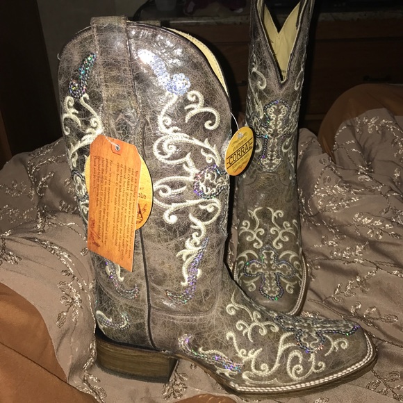 BLING corral sequin square toe boots - Picture 2 of 4