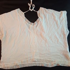 Souched white tie back crop top