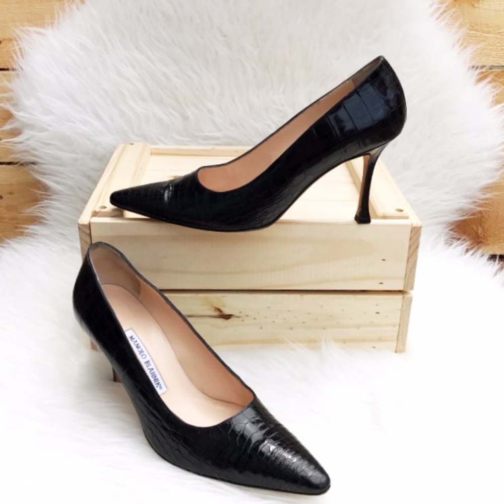 ✨💕SALE💕✨Manolo Blahnik BB Snakeskin 70mm Pump