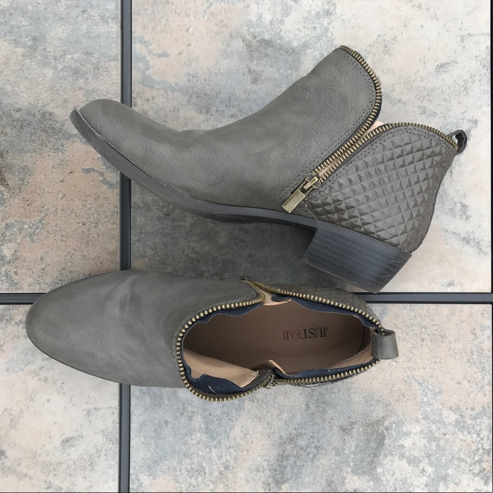 Gray/Green Ankle Booties