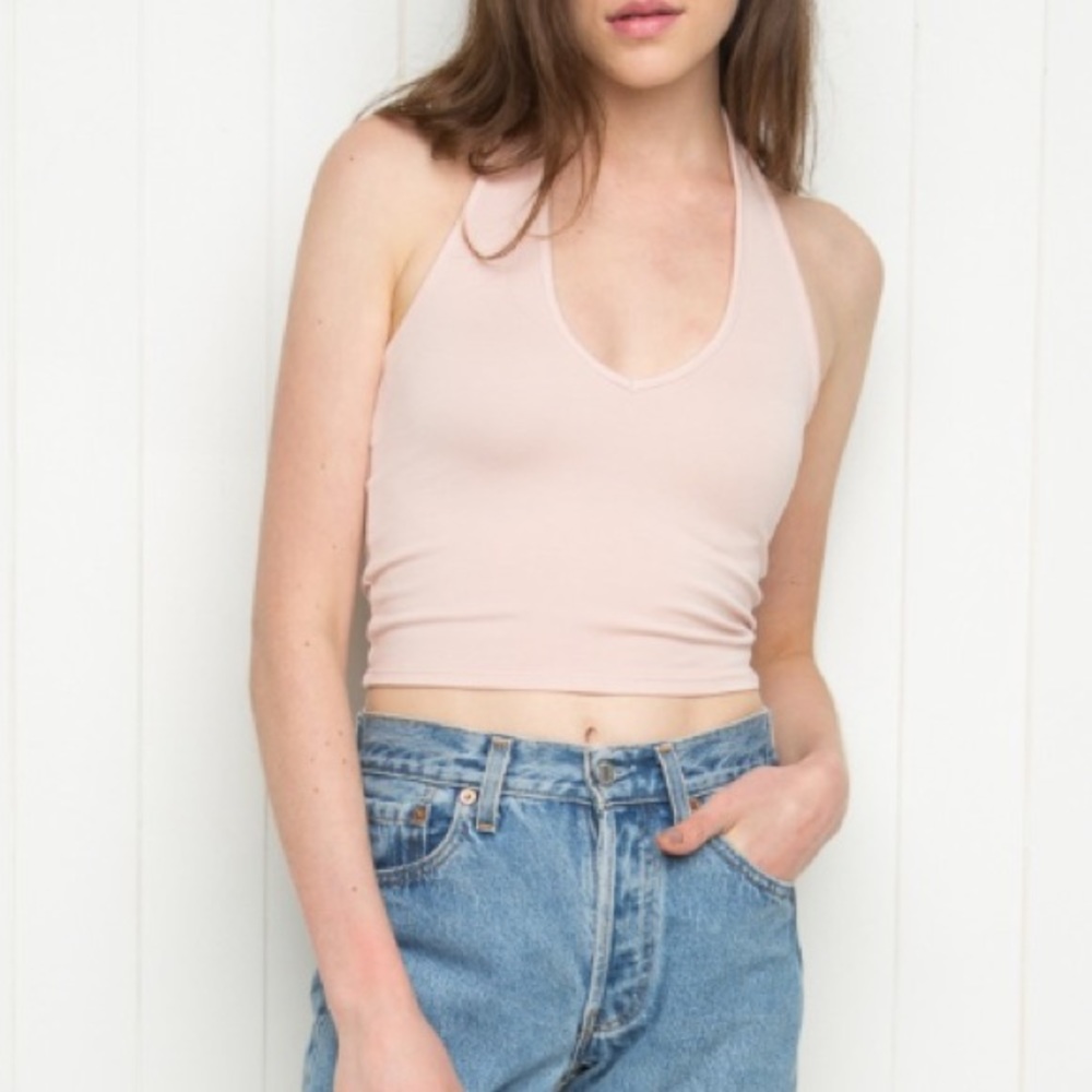 light pink halter crop top