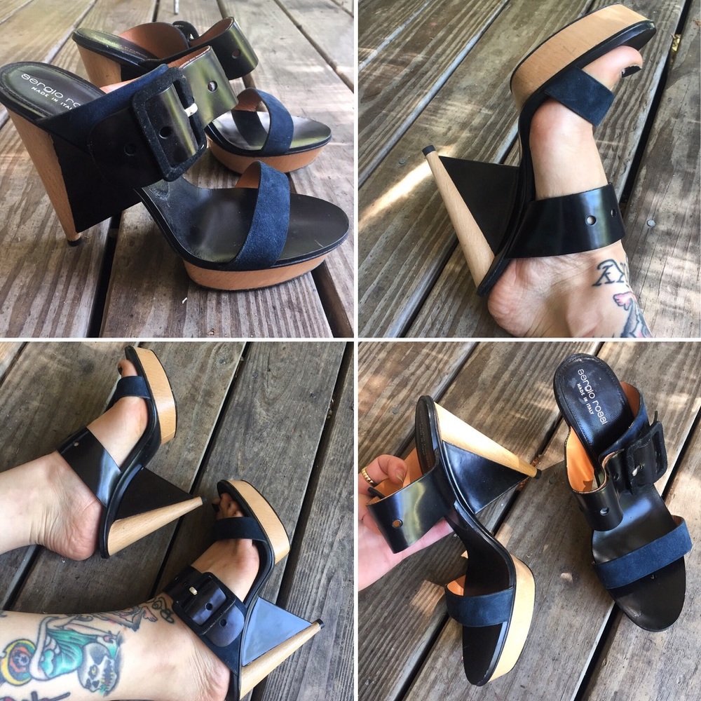 Rare Sergio Rossi abstract geometric heels size 8