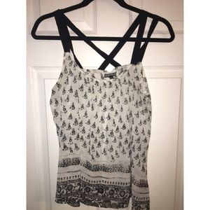 Black and white patterned blouse