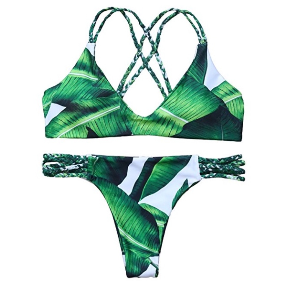 NWT epically trendy leaf criss cross bikini 👙