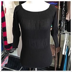 Arden B Black Ruched Panel Blouse Top Size S