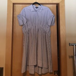 NEW Victoria Beckham Blue Pinstripe Shirt Dress