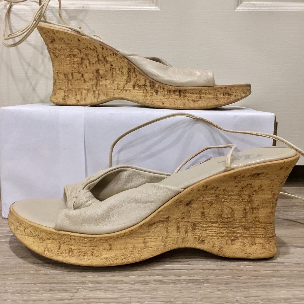 Bata Italian leather wrap wedges