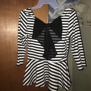 Striped top with bow on the back