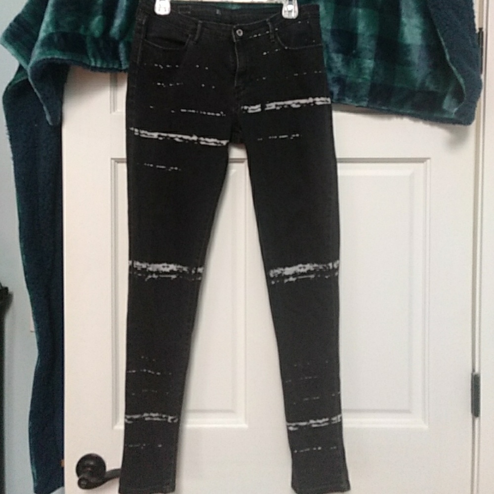 Levis black jeans with white stripes