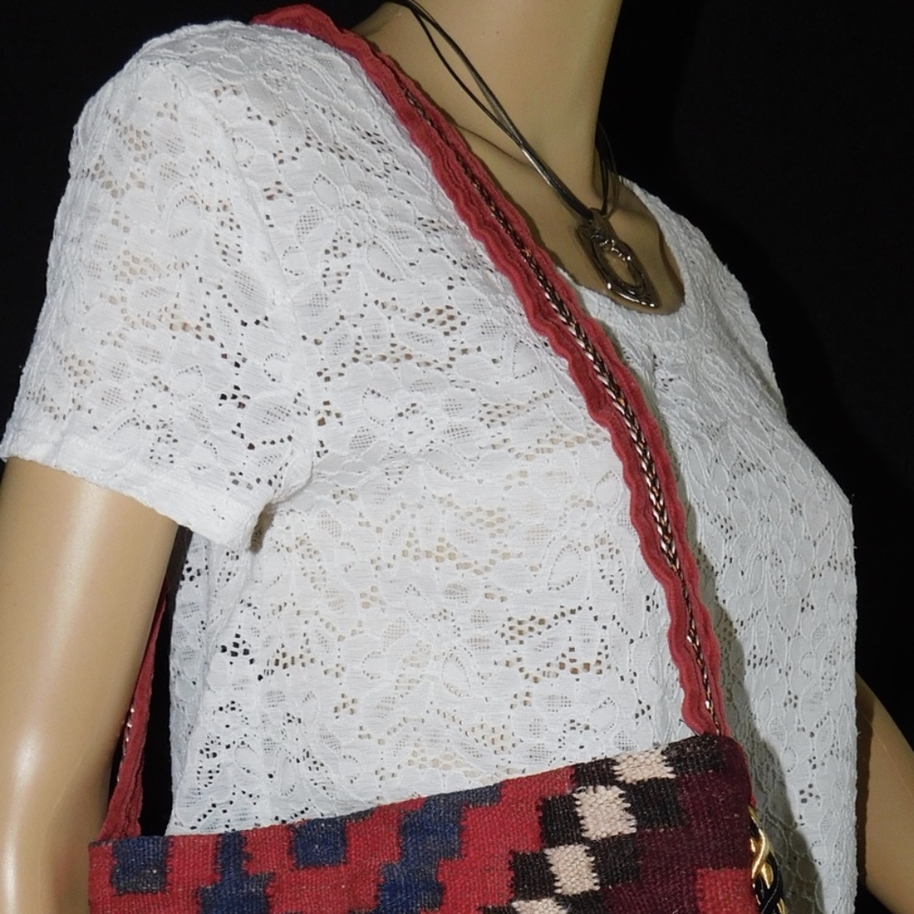 Two Nomads Multi-Color Mixed Fabric Shoulder Bag - image 3