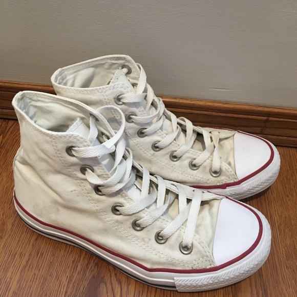 Hightop white converse mens 5 // womens 7 - Picture 1 of 4