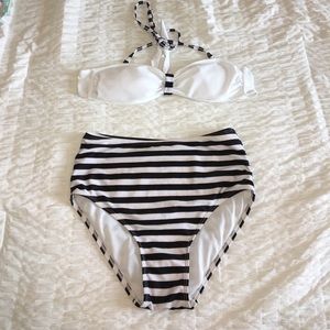 PIN UP STYLE BLACK & WHITE HIGH WAISTED BIKINI