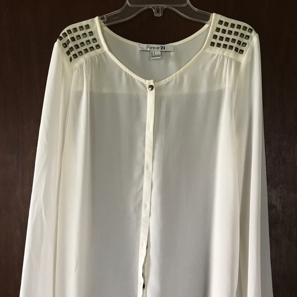 Off White See-Through Blouse