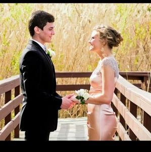 Champagne colored prom dress