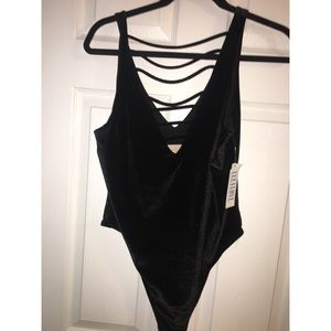 Black velvet body suit