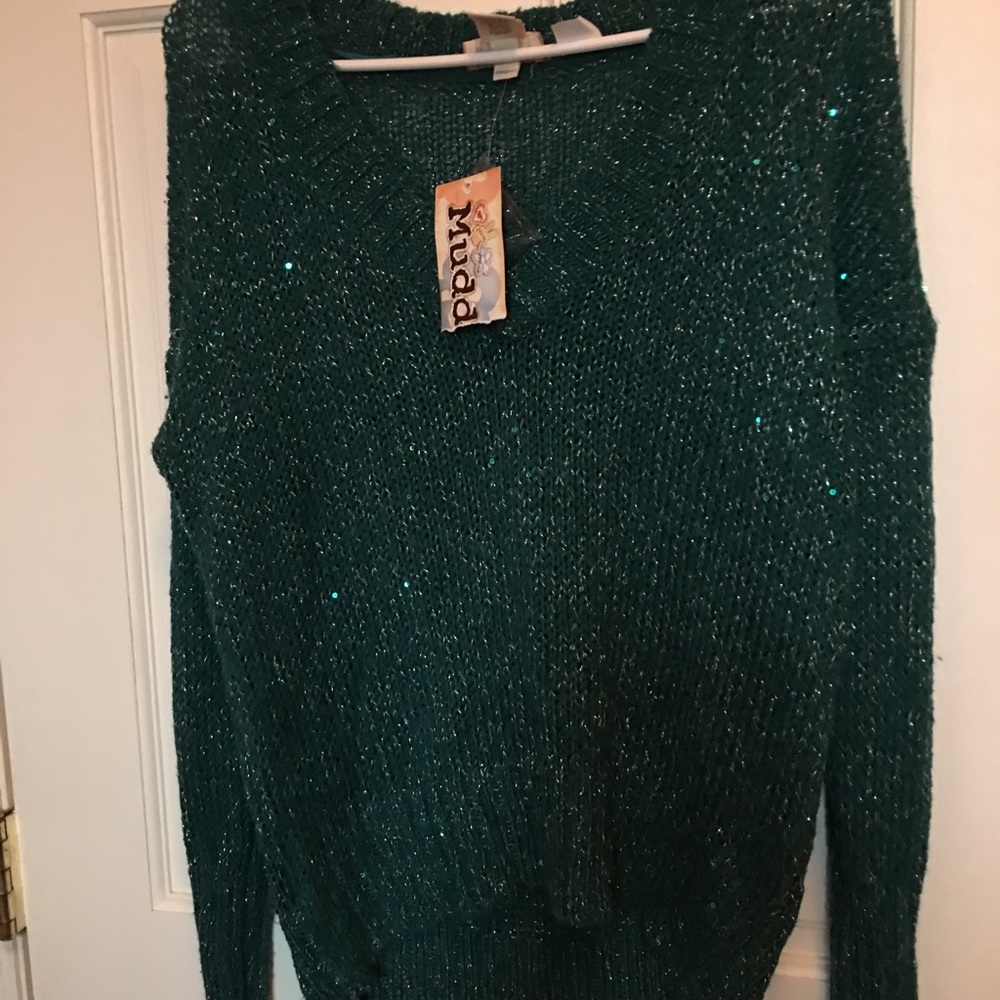 NWT blue green sparkly sweater