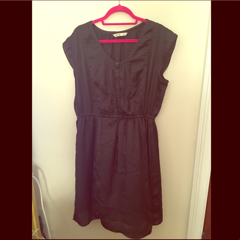 Charcoal Grey Satin Pintucked Dress Old Navy XL