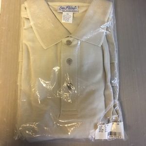 4x new cream color short sleeve polo shirt