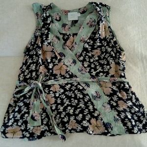 100% silk wrap around sleeveless tank by HD Paris