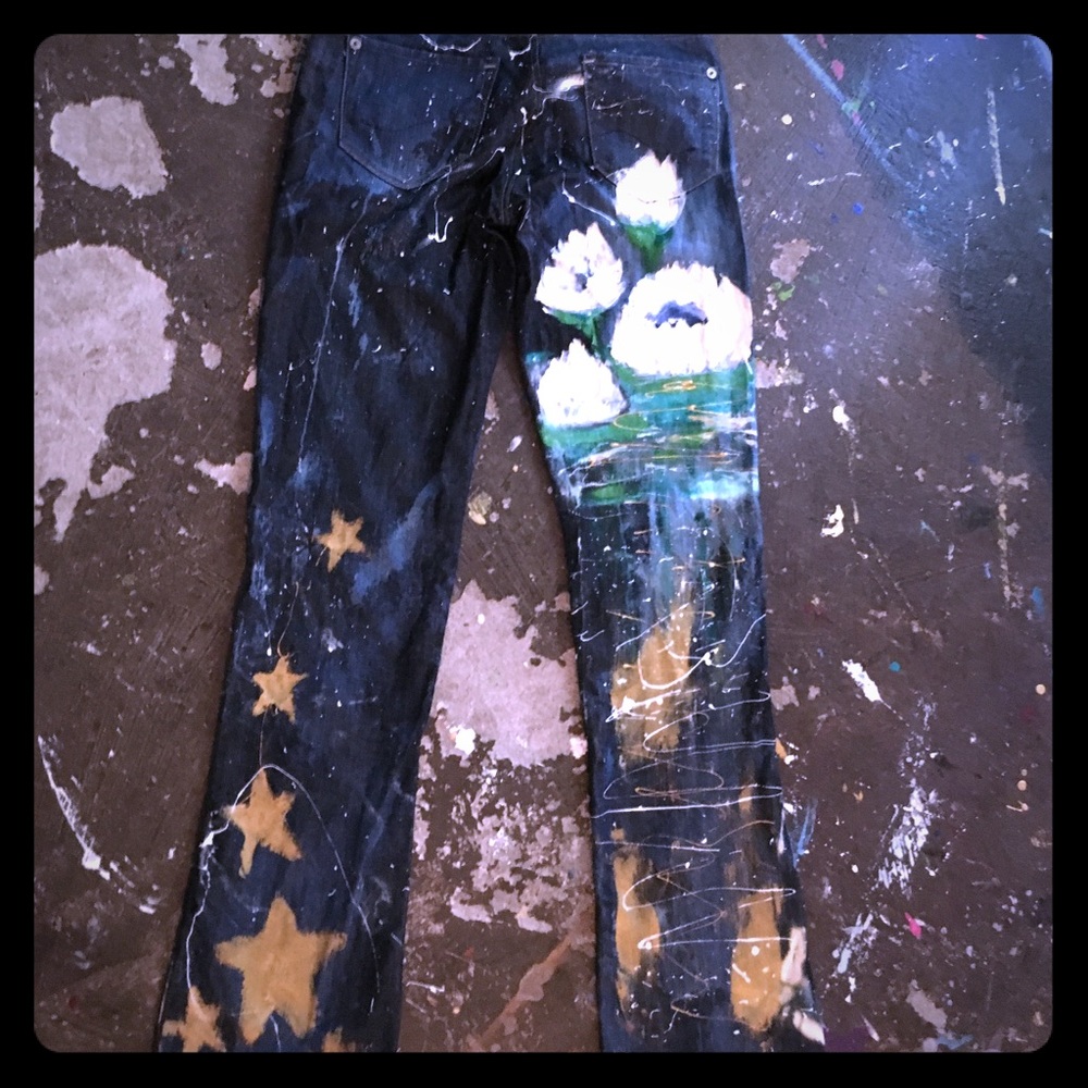 Hand painted vintage jeans
