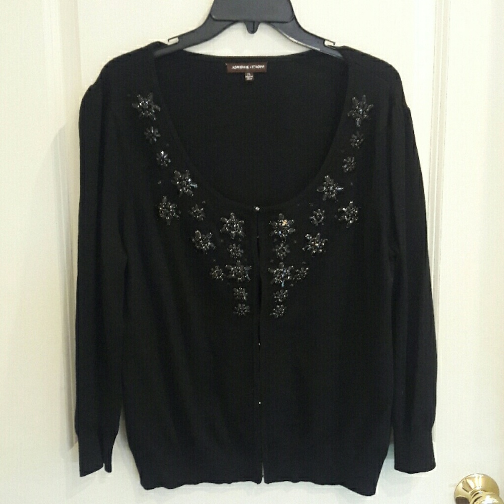 Adrienne Vittadini black w stone embellishment XL