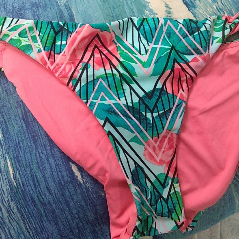 Turquoise & Rose swim bottoms