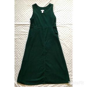 🍁Vintage corduroy jumper pocket dress green 10, L