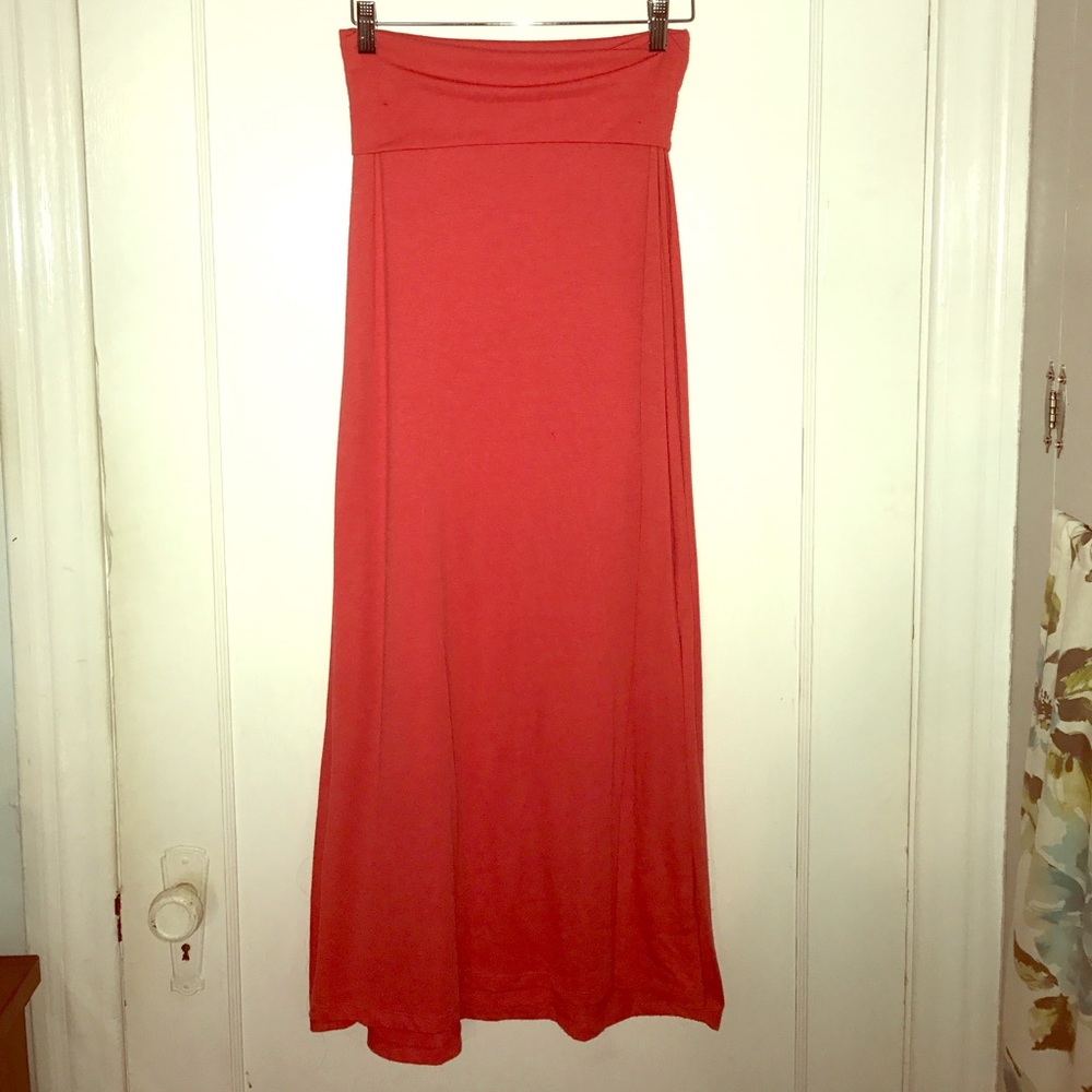 Salmon Cotton maxi skirt