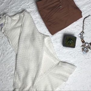 Ann Taylor Loft Semi Sheer Polka Dot Peplum