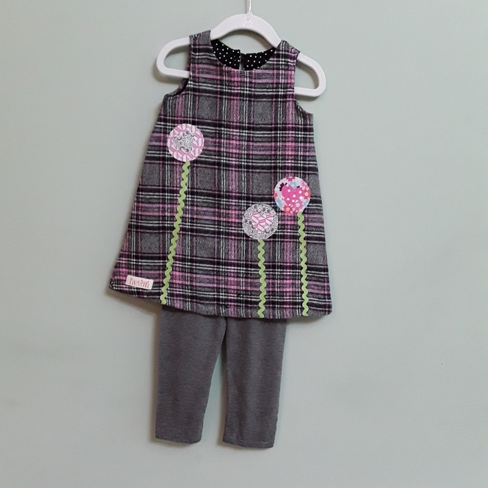 NWOT Winter Plaid A-line dress w/legging sz. 4 - Picture 4 of 6