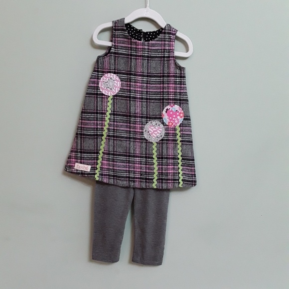 NWOT Winter Plaid A-line dress w/legging sz. 4 - Picture 4 of 6