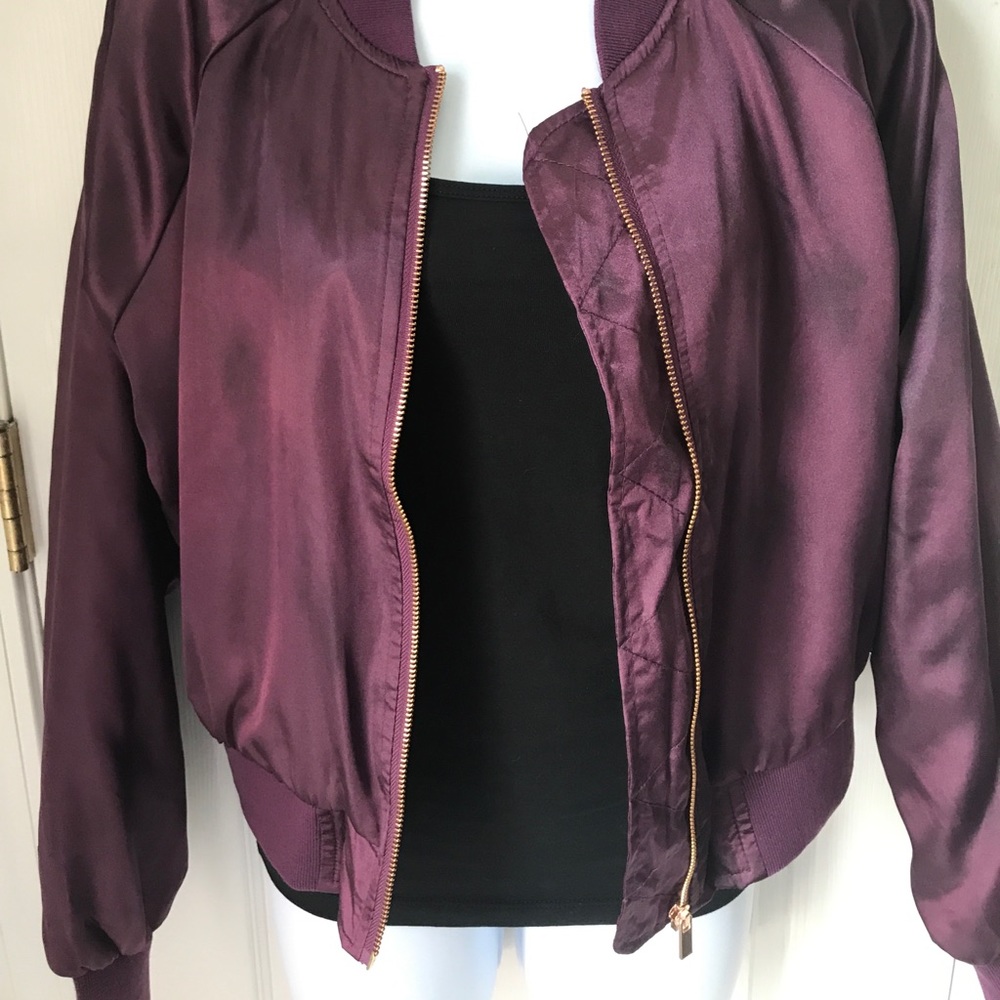 Satin cropped bomber jacket - Picture 2 of 7