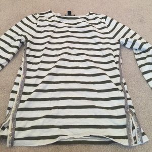 Women's new jcrew green striped top w