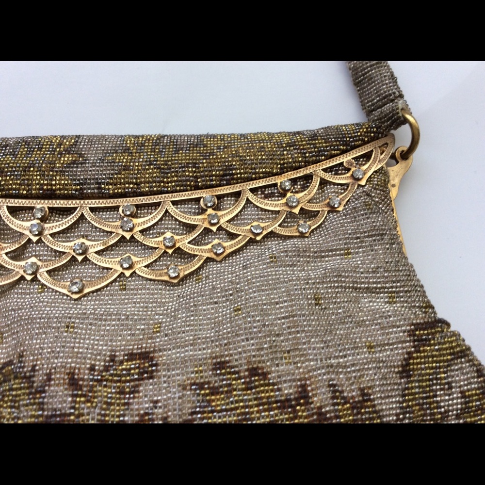 Vintage bag Small Bag  Art Deco theatre bag Gold beaded bag small bag unique bag - Picture 2 of 8